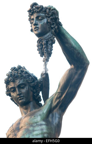 Italy, Tuscany, Florence, Cellini's Bronze Statue of Perseus Holding the Head of Medusa in Loggia della Signoria Stock Photo