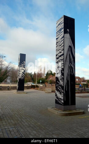 Waterlooville granite obelisks at the Northern end of the shopping precinct Stock Photo