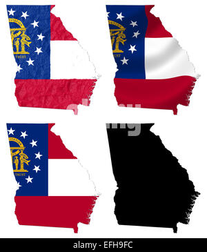 US Georgia state flag over map Stock Photo