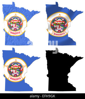 US Minnesota state flag over map collage