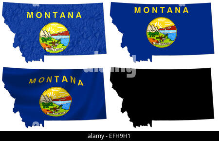 US Montana state flag over map collage Stock Photo