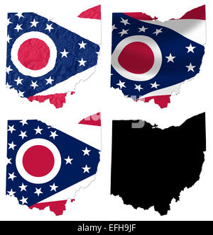 US Ohio state flag over map Stock Photo