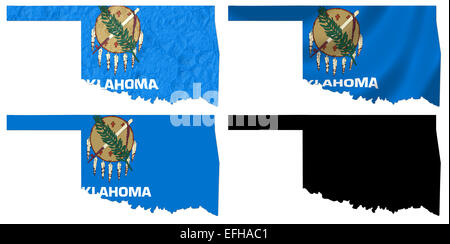 US Oklahoma state flag over map Stock Photo