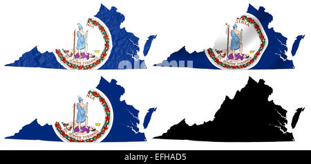 US Virginia state flag over map collage Stock Photo