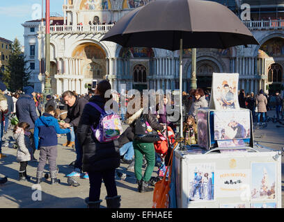 Professional photo service for tourists in Piazza San Marco Venice Veneto Italy Europe Stock Photo