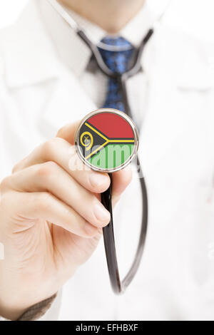 National flag on stethoscope conceptual series - Vanuatu Stock Photo