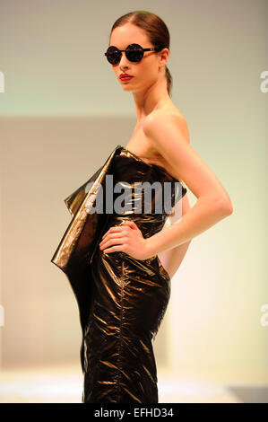 Fashion model on the catwalk during a Fyodor Golan fashion show Stock Photo