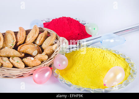 indian Festival holi Color and Sweets Nobody Stock Photo