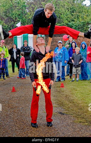 Acrobats with Fire Stock Photo