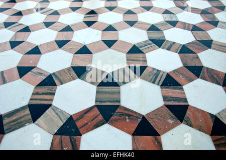 beautiful ornamental decorative marble floor background in asian temple, India Stock Photo