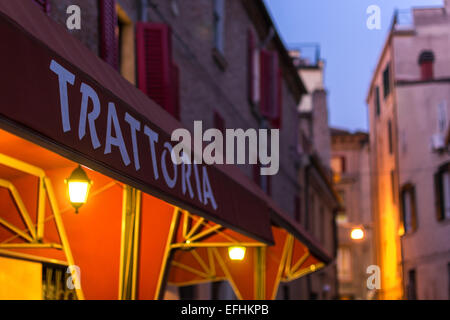 Old trattoria in the downtown of Ferrara city Stock Photo