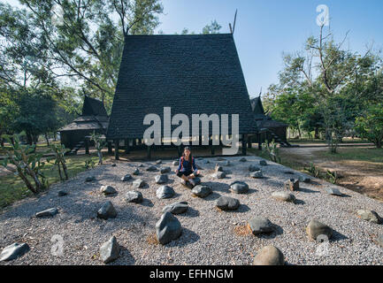 rock garden at Baan Dam, the Black House temple and museum in Chiang Rai, Thailand Stock Photo