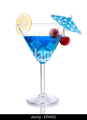 Blue lagoon cocktail, isolated on white Stock Photo