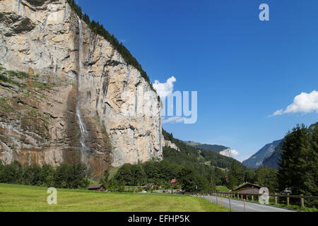 Staubbach falls in Lauterbrunnen, Switzerland. Stock Photo