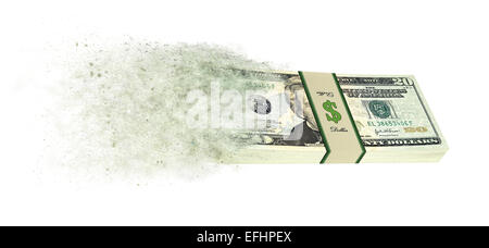 Dollar banknotes going up in smoke Stock Photo