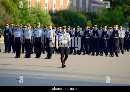 Cadets training on Parade square at Royal Canadian Mounted Police Depot, RCMP training academy in Regina, Saskatchewan, Canada Stock Photo