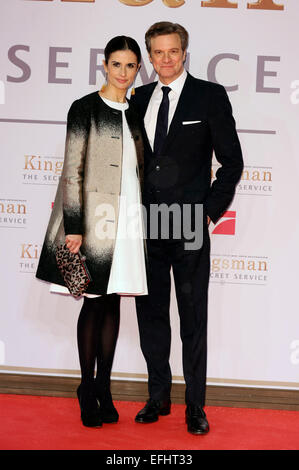 Berlin. 3rd Feb, 2015. Colin Firth and his wife Livia Giuggioli at the premiere of the movie 'Kingsman -The Secret Service' on February 3, 2015 in Berlin./picture alliance © dpa/Alamy Live News Stock Photo