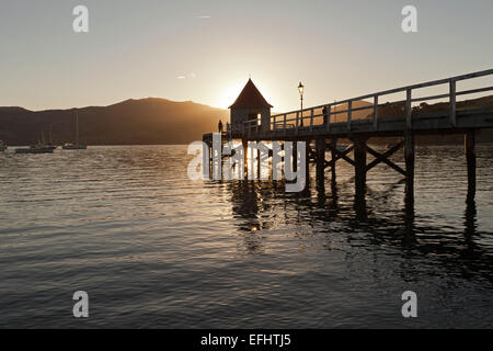 Sunset behind South Island New Zealand from Paraparaumu beach Stock ...