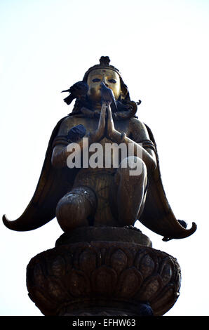 Statue image Hanuman guarding in Patan Durbar Square is situated at the centre of Lalitpur Sub-Metropolitan City at Nepal. Stock Photo