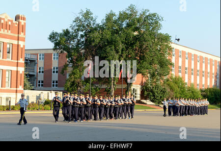 Cadets training on Parade square at Royal Canadian Mounted Police Depot, RCMP training academy in Regina, Saskatchewan, Canada Stock Photo