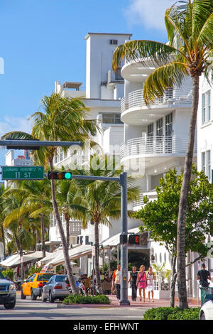 Impression on Ocean Drive, South Beach, Miami, Florida, USA Stock Photo