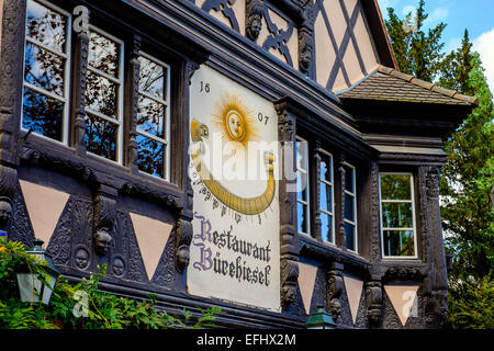 Sundial on Bürehiesel restaurant Parc de l'Orangerie park Strasbourg Alsace France Stock Photo