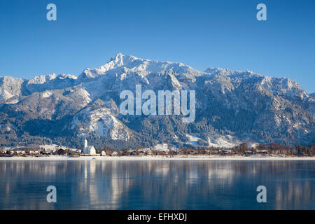 View over Lake Forggensee towards Tegelberg, Allgaeu, Bavaria, Germany Stock Photo
