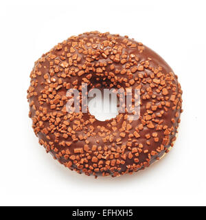 chocolate donut on white background Stock Photo