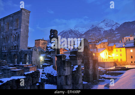 Roman Theatre in Aosta, Aosta Valley, Italy Stock Photo