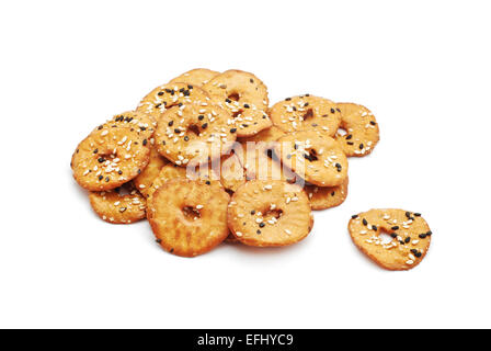 salty seeds crackers on white Stock Photo