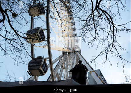 Manchester Lancashire UK - Manchester Wheel at dusk in city centre Stock Photo