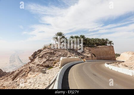 Jebel Hafeet mountain road in the outskirts of Al Ain, Emirate of Abu Dhabi, UAE Stock Photo