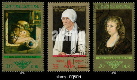 GDR - CIRCA 1973: stamp printed in East Germany DDR shows paintings series, circa 1973. Stock Photo