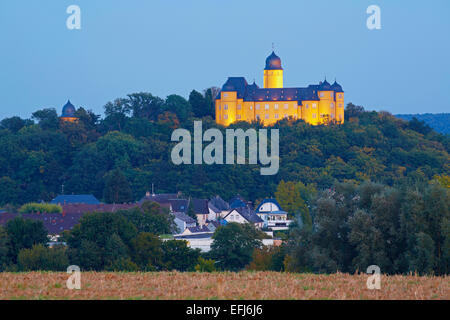 Montabaur castle in the evening, Academy of German Cooperative Banks, Montabaur, Westerwald, Rhineland-Palatinate, Germany, Euro Stock Photo