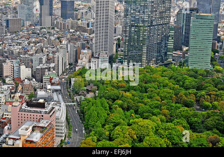 aerial view on Shinjuku from observatory of Park Hyatt palce hotel Tokyo Japan Stock Photo