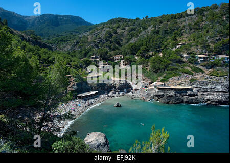 Beach, Deia, Mallorca, Balearics, Spain Stock Photo