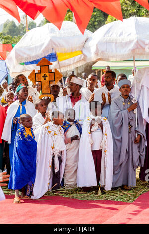 A Procession Of Orthodox Priests And Deacons During Timkat (Epiphany ...