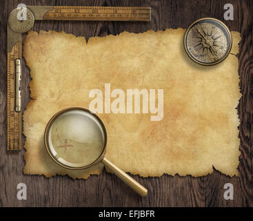 compass on a Treasure map Stock Photo - Alamy