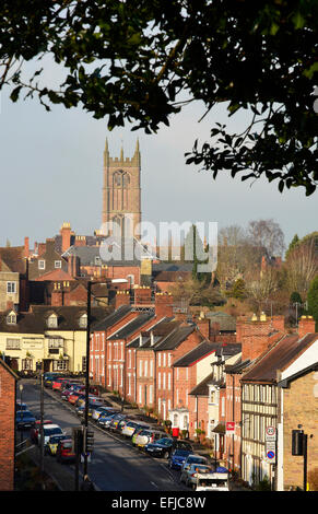 The medieval old walled town of Ludlow in south Shropshire with Tudor ...