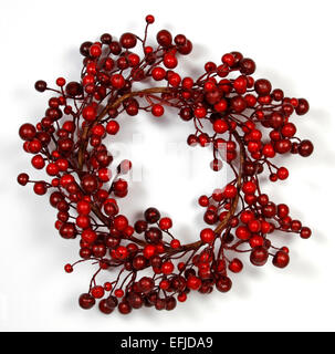 Christmas wreath  from red berries isolated on white background Stock Photo