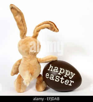 The Easter Bunny with Egg with the inscription: Happy Easter Stock Photo