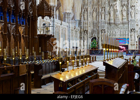 Choir stalls in Winchester Cathedral, Hampshire, England UK Stock Photo