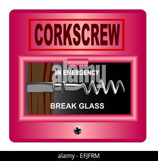 A 'break glass' fire alarm corkscrew over white Stock Photo