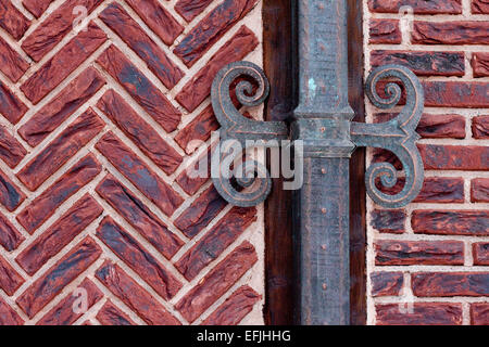 red brick wall with shod decor Stock Photo