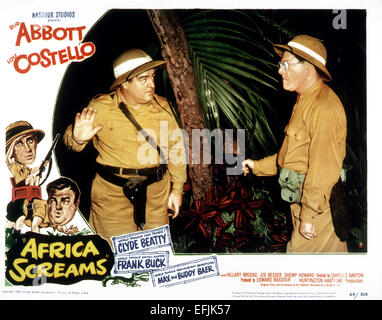 LOU COSTELLO, BUD ABBOTT POSTER, AFRICA SCREAMS, 1949 Stock Photo