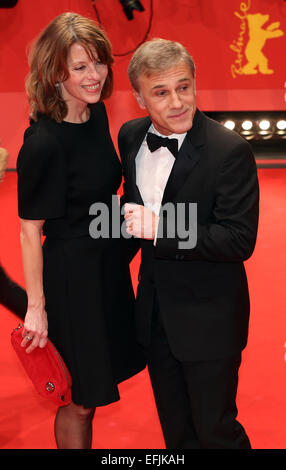 Berlin, Germany. 05th Feb, 2015. German-Austrian actor Christoph Waltz and his partner Judith Holste arrive for the opening gala of the 65th Berlin Film Festival and the premiere of 'Nobody wants the Night' in Berlin, Germany, 05 February 2015. The movie is presented out of competition at the Berlinale, which runs from 05 to 15 February 2015. PHOTO: JOERG CARSTENSEN/dpa/Alamy Live News Stock Photo