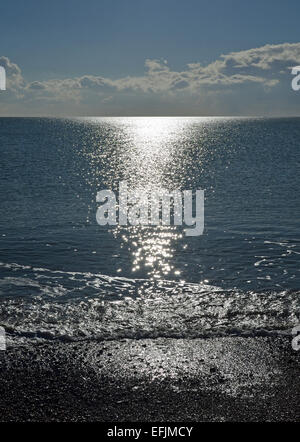 Sunset over the English Channel during Winter. Stock Photo