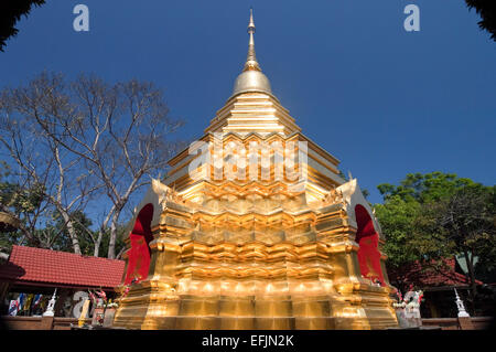 Horizontal view of the golden chedi at Wat Phan An in Chiang Mai. Stock Photo