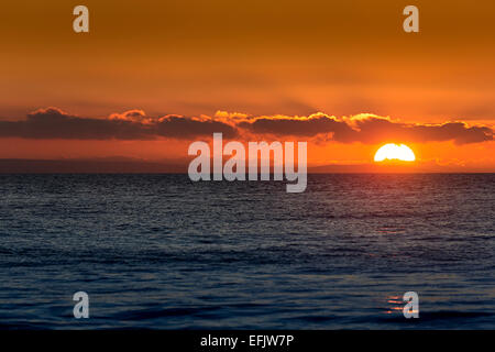 Sunset over ocean, Dunraven, Wales, UK Stock Photo