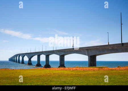 Landscape of Confederation Bridge from Borden-Carleton, Prince Edward Island, Canada Stock Photo